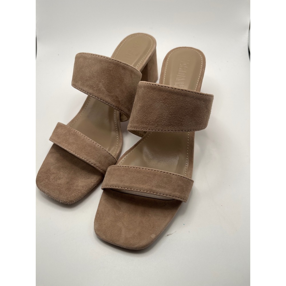 Jason Wu Emmale Tan Suede Double Strap Block Heel Slide Sandals Size 9